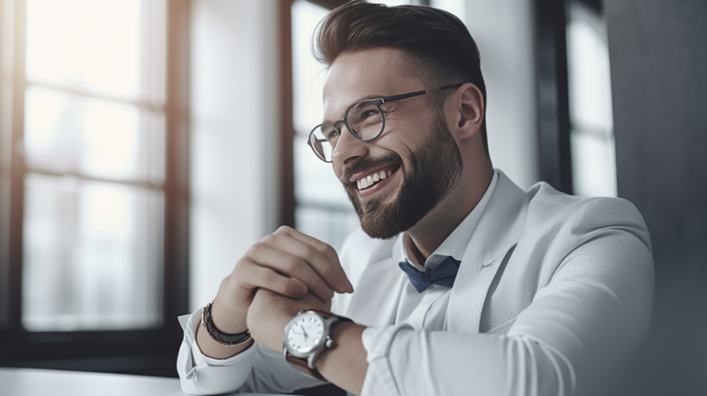 un employé qui regarde l'heure